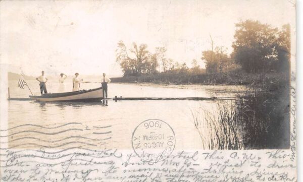Perry New York Boating Scene Real Photo Vintage Postcard AA86466