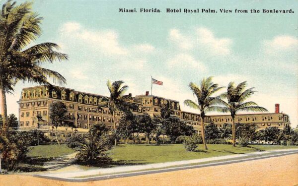 Miami Florida Royal Palm Hotel View from the Boulevard Postcard AA86490