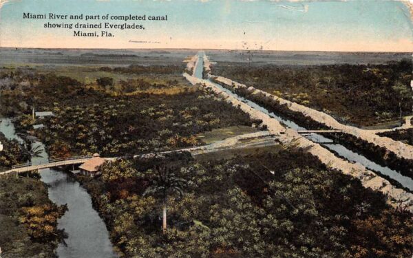 Miami Florida Miami River and Canal in Everglades Vintage Postcard AA86493