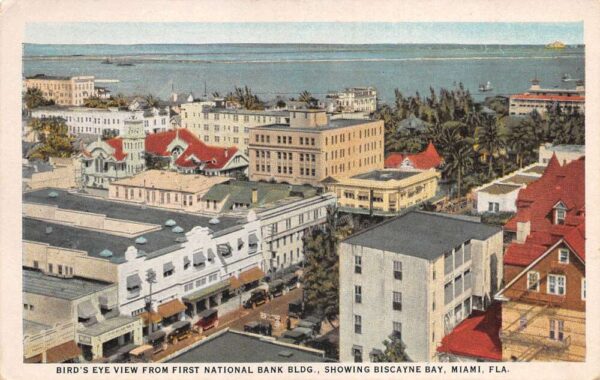 Miami Florida Birds Eye View from First National Bank Vintage Postcard AA86498