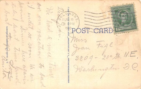 Solomons Maryland Along Shore of Lake Scenic View Linen Postcard AA86505 - Image 2