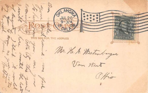 Oklahoma City Oklahoma Territory Threadgill Hotel Vintage Postcard AA86623 - Image 2