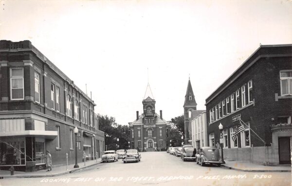 Redwood Falls Minnesota Looking East On 3rd St., Real Photo, Vintage PC U23920
