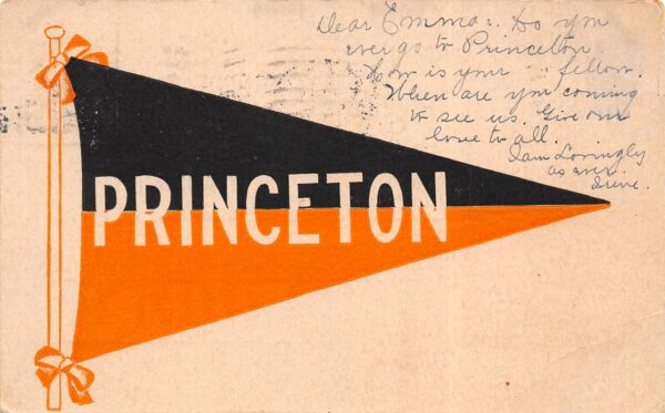 Princeton New Jersey Pennant Flag From Princeton, Undivided Back, PC U23921