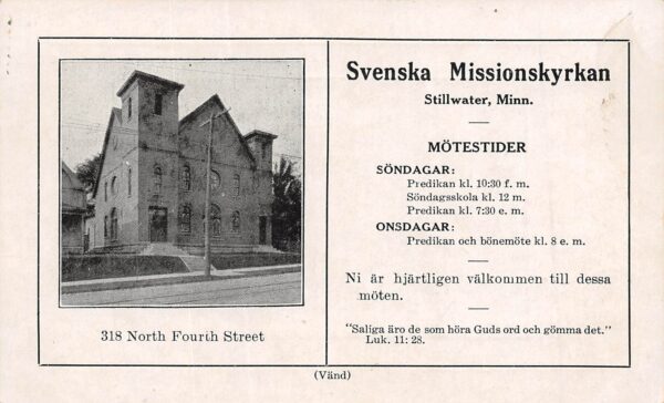 Stillwater Minnesota Swedish Mission Church, Pastor Wellander, Vintage U23944 - Image 2