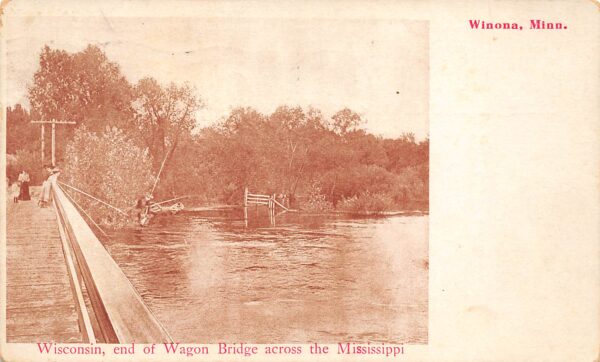 Winona Minnesota End Of Wagon Bridge Across The Mississippi River, PC U23948