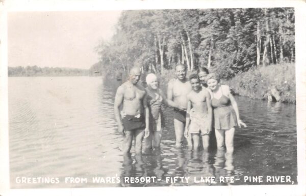 Fifty Lakes Minnesota Greetings From Ware's Resort, Pine River, RPPC U23962