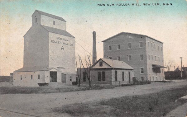 New Ulm Minnesota New Ulm Roller Mill, Sky Tinted Lithograph, Vintage PC U23971