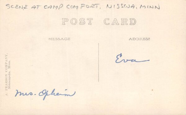 Nisswa Minnesota Scene At Camp Comfort, Real Photo, Vintage Postcard U23972 - Image 2