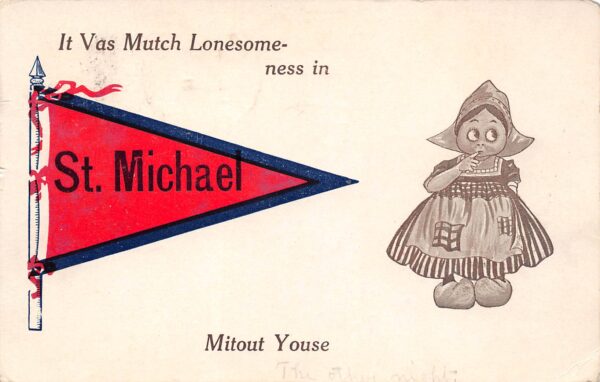 St. Michael Minnesota Dutch Girl & Pennant From St. Michael, PC U24104
