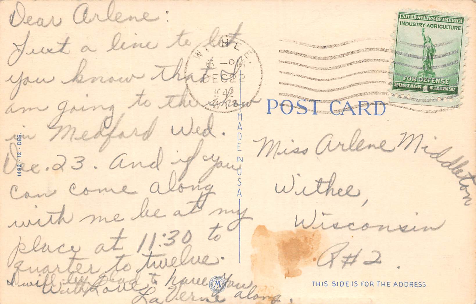 Withee Wisconsin "Greetings From", Boating Scene, Color Linen, Postcard U24126 - Image 2