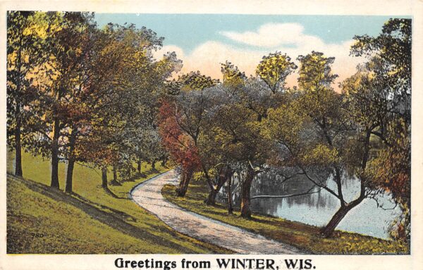Winter Wisconsin "Greetings From Winter" White Border, Vintage Postcard U24127