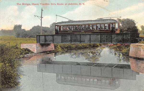 Ashville New York Chautauqua Traction Station Bridge Trolley Car PC AA102761