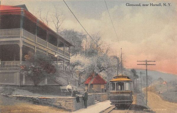 Hornell New York Glenwood Trolley Car Vintage Postcard AA102763