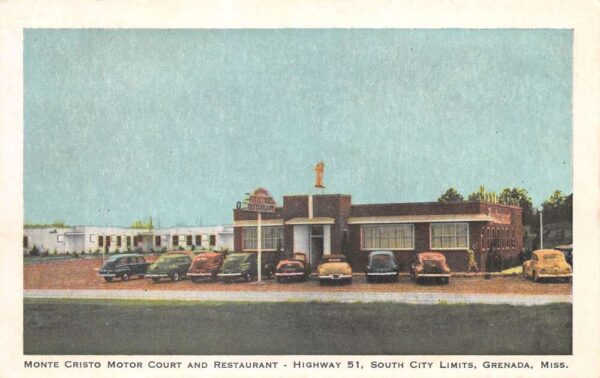 Grenada Mississippi Monte Cristo Motor Court and Restaurant Postcard AA102776