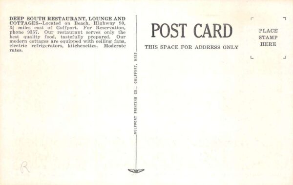 Gulfport Mississippi Deep South Cottages and Restaurant Postcard AA102777 - Image 2