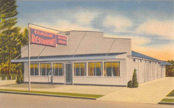 Pascagoula Mississippi Evangeline Restaurant Linen Vintage Postcard AA102779