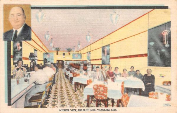 Vicksburg Mississippi The Elite Cafe Dining Room Vintage Postcard AA102781