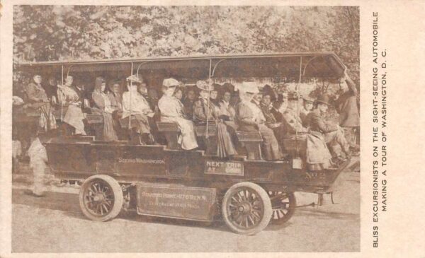 Washington DC Bliss Excursionists Sightseeing Bus Vintage Postcard AA102790
