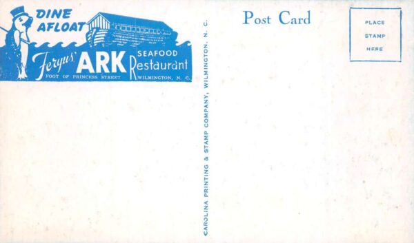 Wilmington North Carolina Fergus' Ark Seafood Restaurant Postcard AA102800 - Image 2