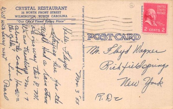 Wilmington North Carolina Crystal Restaurant Interior Views Linen PC AA102803 - Image 2