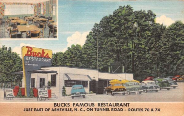 Asheville North Carolina Bucks Famous Restaurant Vintage Postcard AA102809