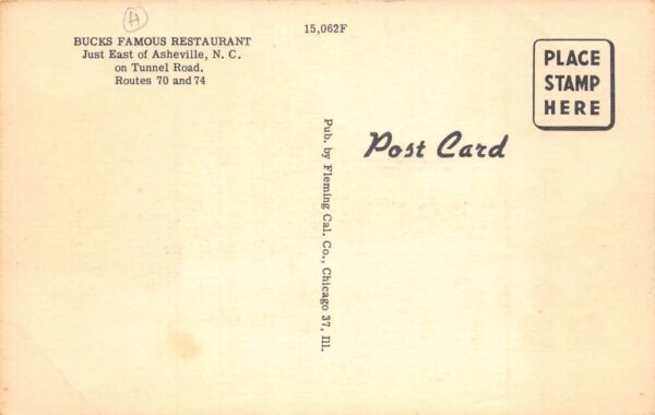 Asheville North Carolina Bucks Famous Restaurant Vintage Postcard AA102809 - Image 2
