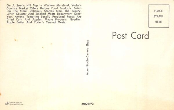 Grantsville Maryland Yoder Locker Plant Country Market Vintage Postcard AA102814 - Image 2