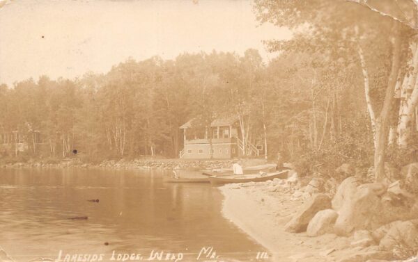Weld Maine Lakeside Lodge, Real Photo, Vintage Postcard U24172