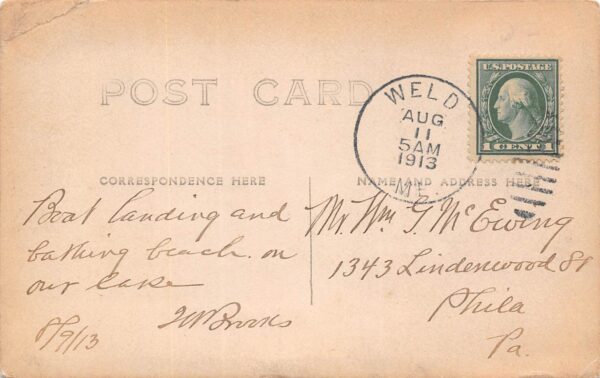 Weld Maine Lakeside Lodge, Real Photo, Vintage Postcard U24172 - Image 2