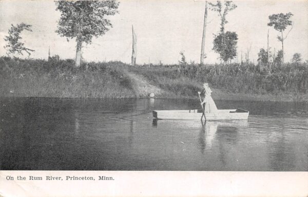 Princeton Minnesota On The Rum River, B/W Lithograph, Vintage Postcard U24183