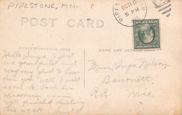 Pipestone Minnesota Canoeing Scene, Real Photo, Vintage Postcard U24186 - Image 2