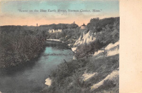 Vernon Center Minnesota Scene On Blue Earth River, Color Lithograph, PC U24188