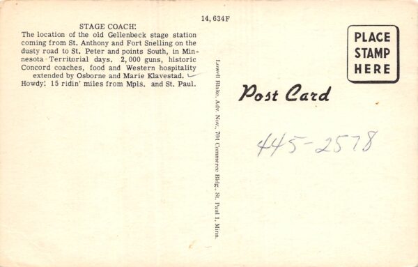 Savage Minnesota The Stage Coach, Multi-View Linen, Vintage Postcard U24200 - Image 2