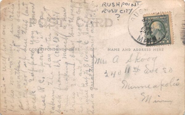 Rush City Minnesota Ladies Seated On Wood Pile, Real Photo, Vintage PC U24203 - Image 2