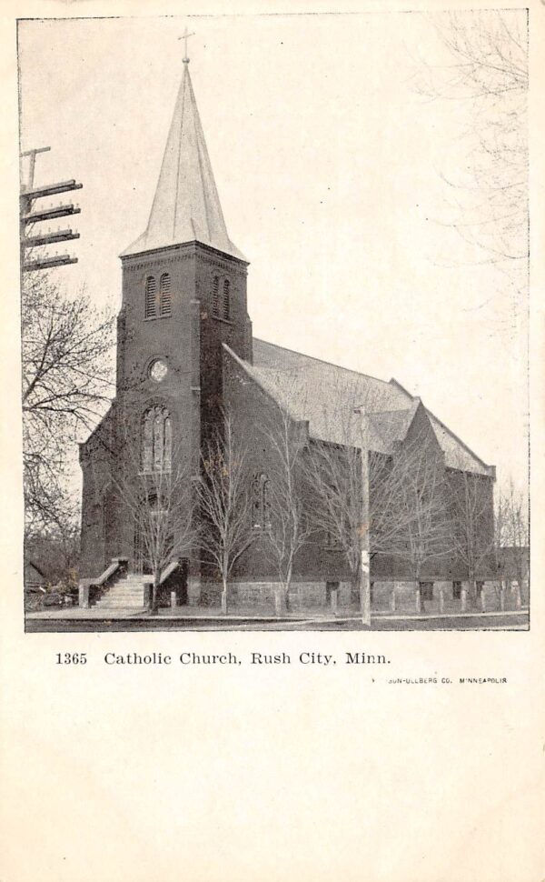 Rush City Minnesota Catholic Church, Undivided Back, Vintage Postcard U24204