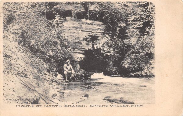 Spring Valley Minnesota Mouth Of North Branch, B/W Lithograph, Vintage PC U24205