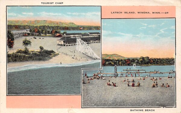 Winona Minnesota Latsch Island Tourist Camp & Bathing Beach, PC U24207