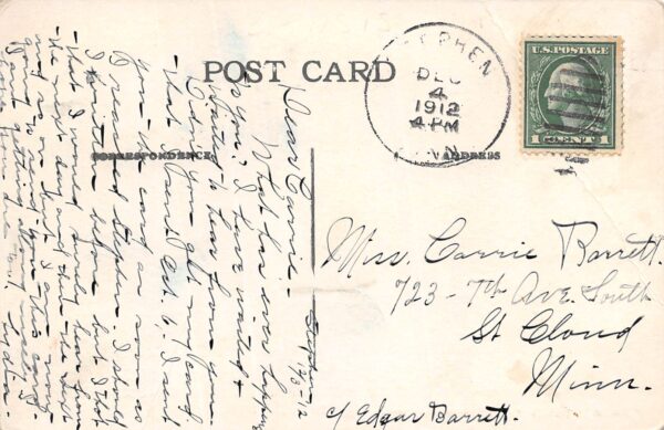 Stephen Minnesota Public School, Sky Tinted Lithograph, Vintage Postcard U24216 - Image 2