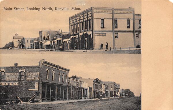 Renville Minnesota Main St., Looking North, Multi-View Lithograph, PC U24221