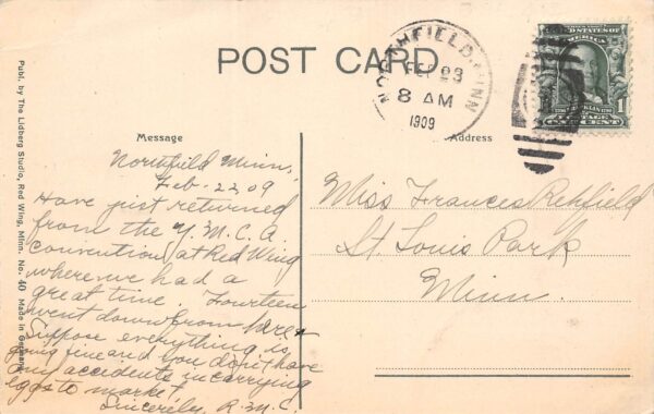 Red Wing Minnesota T.B. Sheldon Memorial Auditorium, Vintage Postcard U24223 - Image 2