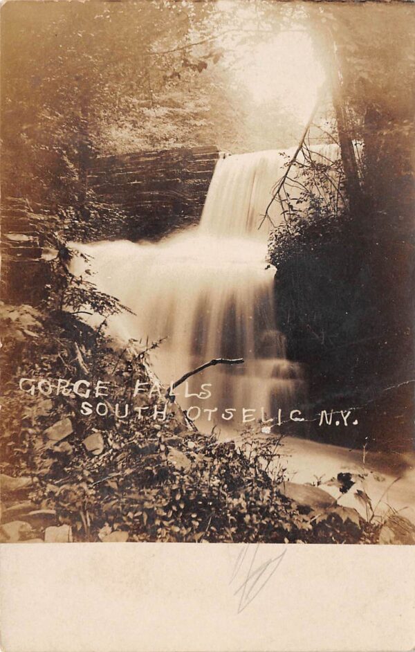 South Otselic New York Gorge Falls, Real Photo, Vintage Postcard U24230
