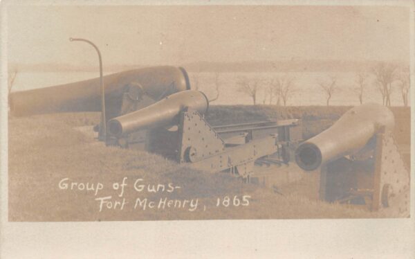 Baltimore Maryland Group Of Guns, Fort McHenry, 1865, Vintage RPPC U24231