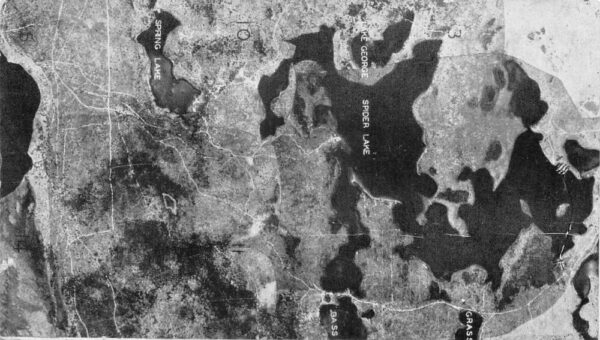 Spider Lake Michigan Olson's Resort Aerial View Map Vintage Postcard AA102833