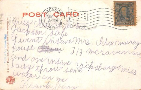 Jackson Mississippi State Capitol Side View Vintage Postcard AA102836 - Image 2