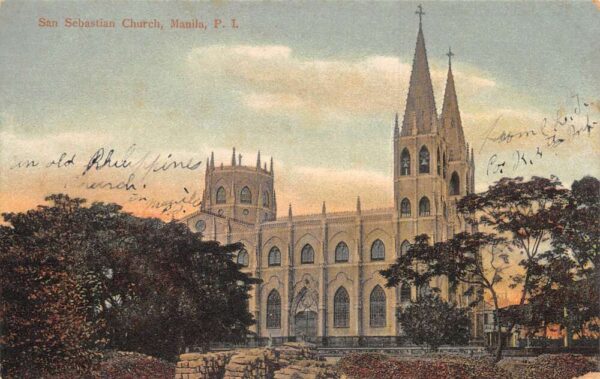 Manila Philippines San Sebastian Church Vintage Postcard AA102837