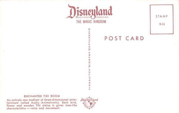 Disneyland Adventureland Enchanted Tiki Room Vintage Postcard AA102841 - Image 2