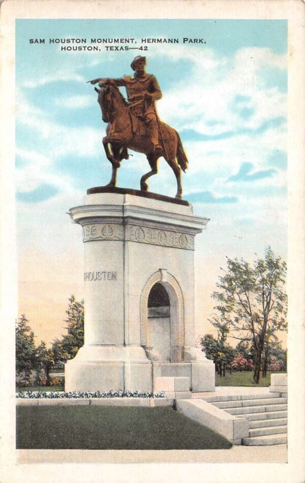 Houston Texas Sam Houston Monument Hermann Park Vintage Postcard AA102852