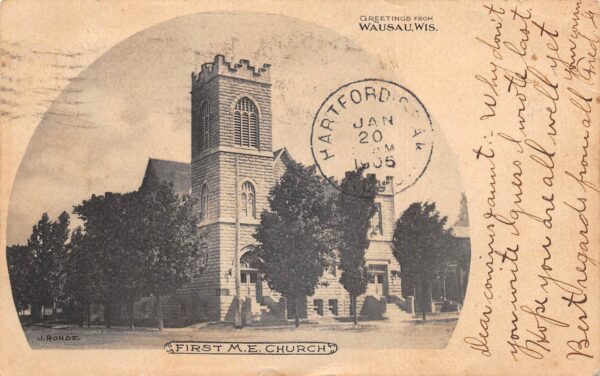 Wausau Wisconsin First Methodist Episcopal Church, Undivided Back, PC U24246