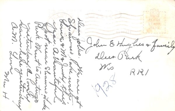 Shawano Wisconsin Pine Row, Menominee Indian Reservation, Tinted RPPC U24256 - Image 2